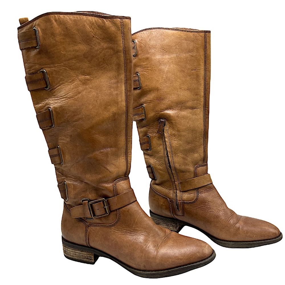 Arturo chiang brown tan leather riding boot size 8.5 pirate Viking